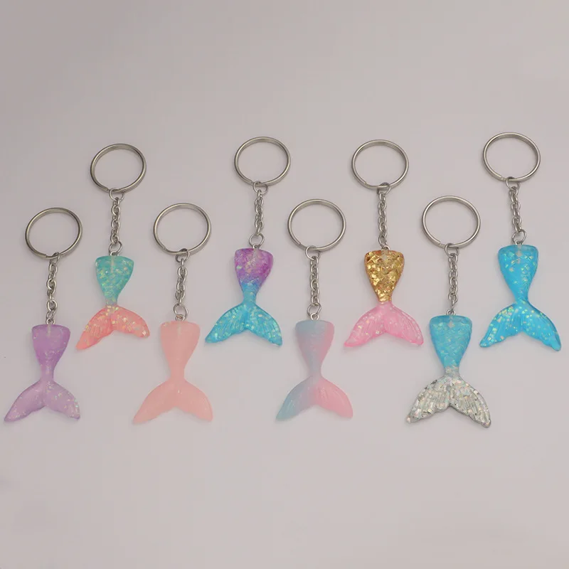 

5Pcs/Lot Resin Gradient Color Mermaid Tail Pendant Handmade For Car Keychain Jewelry