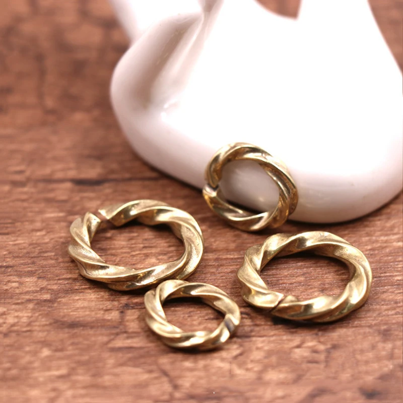 1pcs Solid Brass Open Twist O Ring Seam Round Jump Ring Key chain Garments Shoes Leather Craft DIY Connector CLOXY