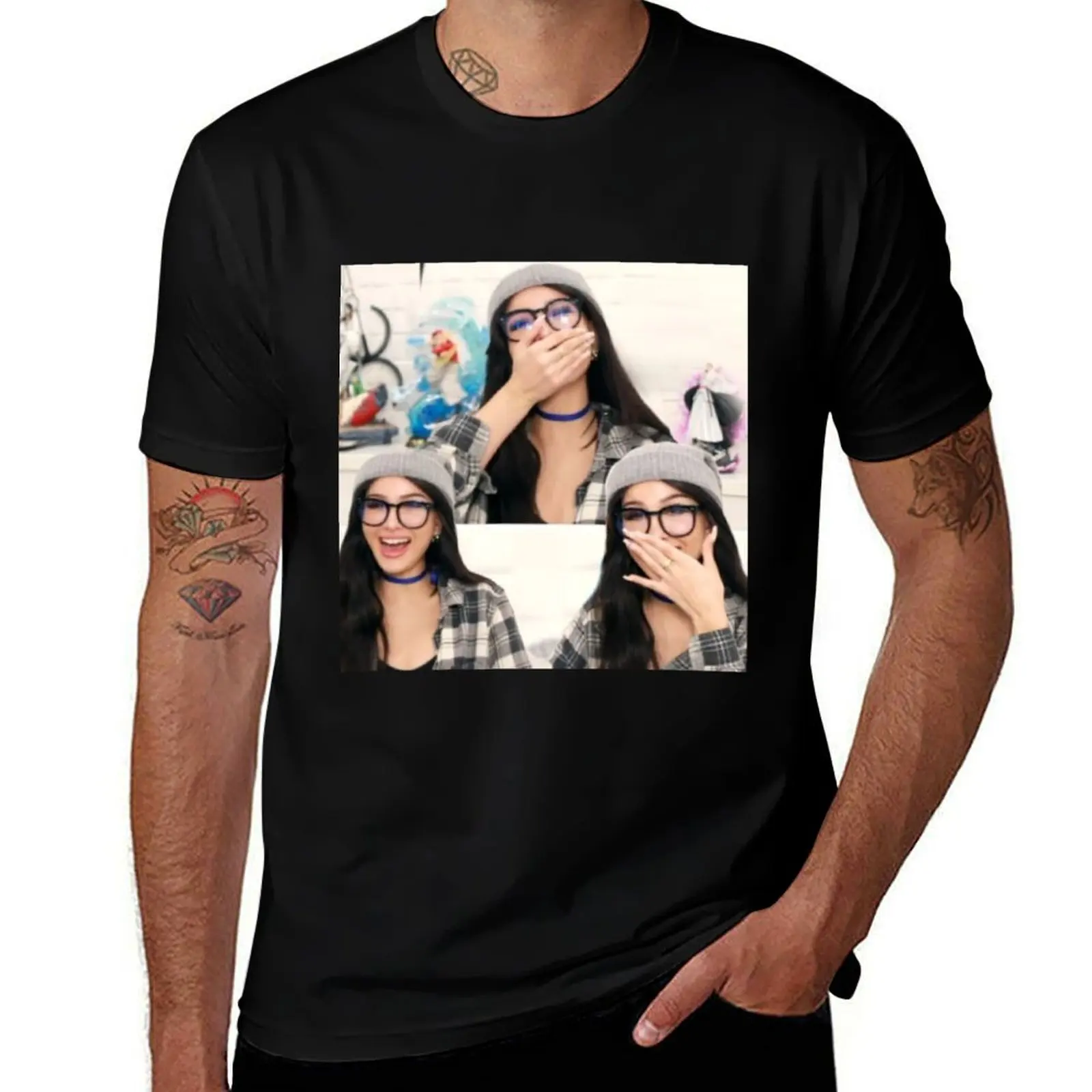 Sssniperwolf laughing collage T-Shirt Basic Short Sleeve Cotton Blend T-Shirt