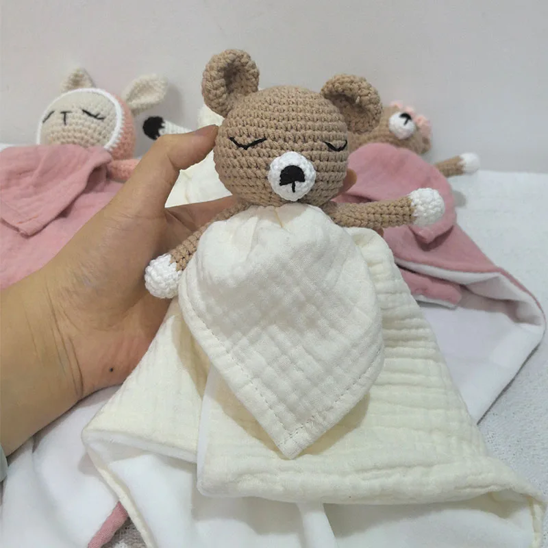 Personalized Lovely Blanket Cotton Gauze Baby Towel Bunny Ear Rabbit Doll Baby Comforters Blanket Soothing Towel Newborn Face To