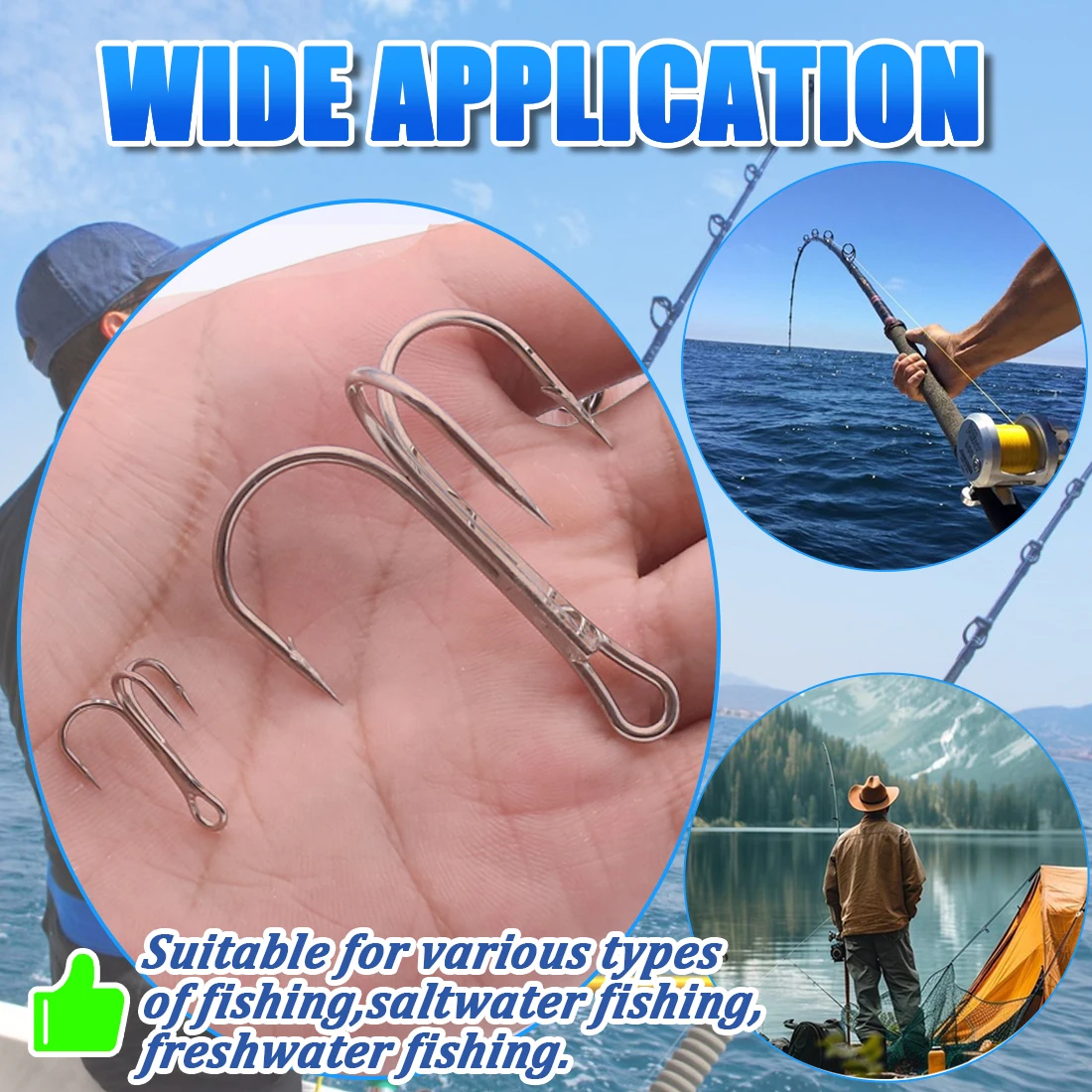 FishTrip 50-150 قطعة 2X مجموعة خطافات ثلاثية قوية الصيد هوك إغراء حامل عالية الكربون إبرة حادة المياه المالحة الثلاثي هوك باس #4