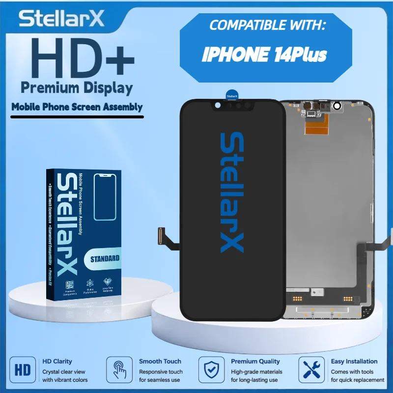 StellarX HD+ High Resolution Display Screen Replacement for iPhone14Plus Full Display Assembly Repair Parts with free tools