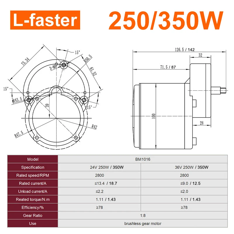 L-faster DIY 250W 350W Cheap Solution Spokes Gear Sprocket PAS Left Side Chain Drive Brushless Motor For E-bicycle