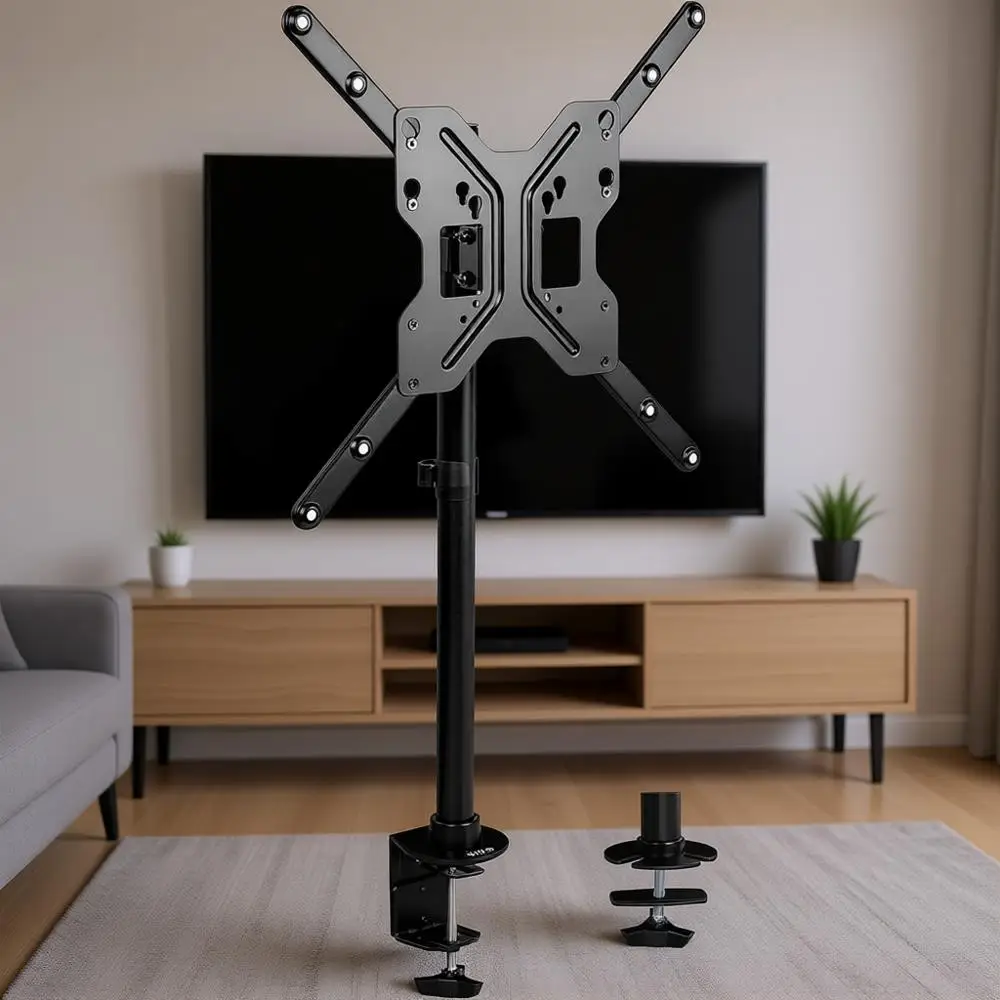 

Крепление для телевизора на стол Ultra Wide, до 55 дюймов, до 30 кг, с полным диапазоном регулировки высоты, однорычажная подставка, черный