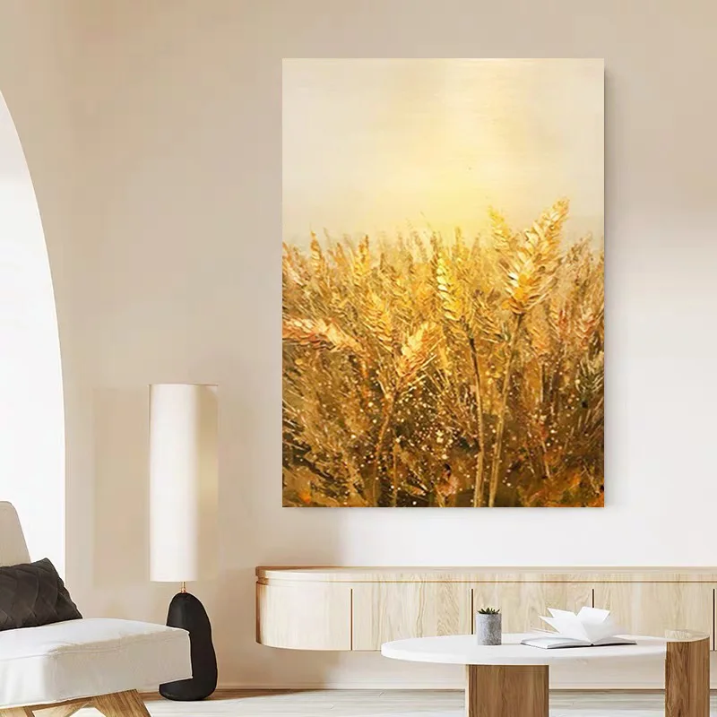 Golden wheat field harvest decorative light luxury entrance Dafen Village oil painting texture living room canvas painting