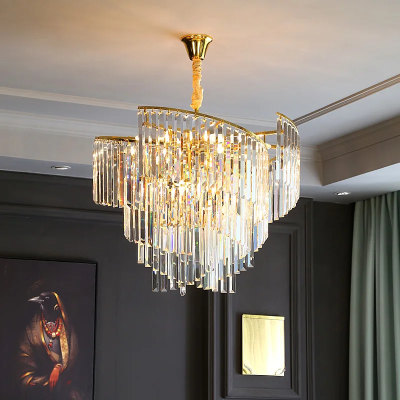 

Modern Luxury Crystal Chandelier Living Room Lamp Simple Atmosphere Dining Room Round Bedroom Lighting