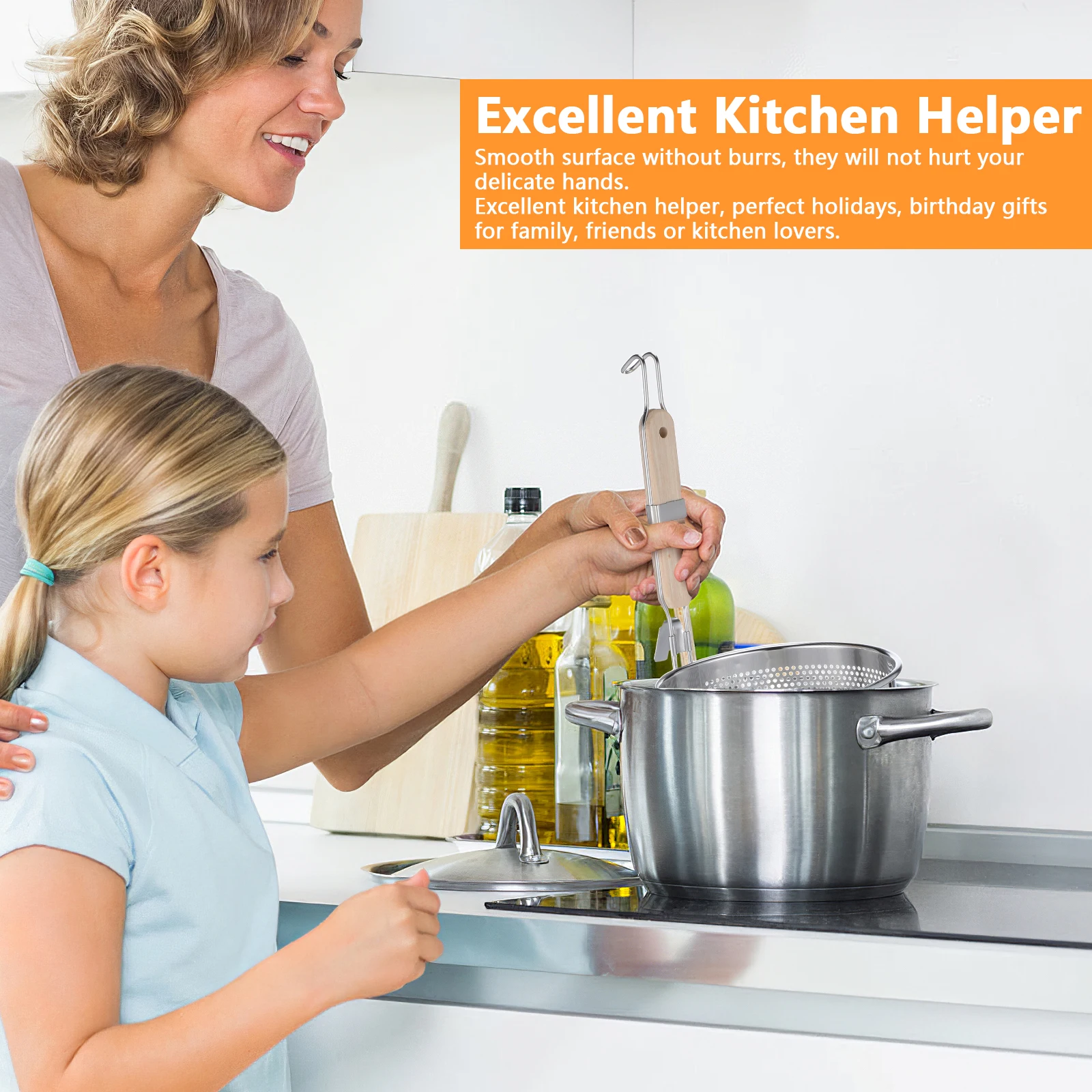 

Sturdy Colander Strainer Spoon Perforated Food Strainers Kitchen Gadgets Wooden Handle Stainless Steel Practical Helper For Hot