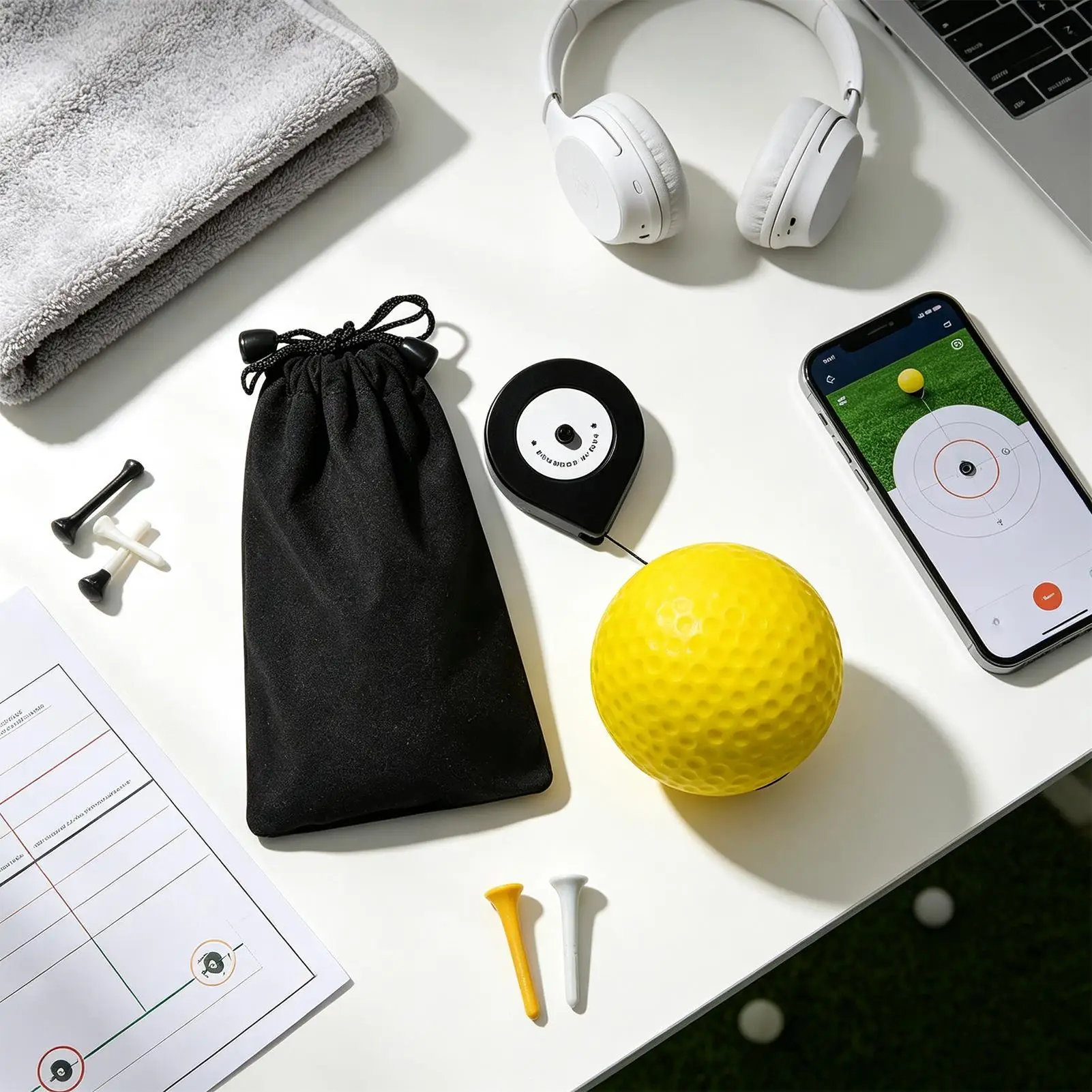 Golf Ball Training Aid Stability Consistency Practice Equipment Golf Connection Ball for Backyard Driving Range Practice Area
