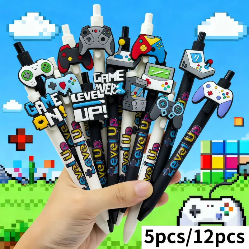 

5pcs/12pcs game console controller press ballpoint pen, game console pattern press pen, gift pen for game enthusiasts