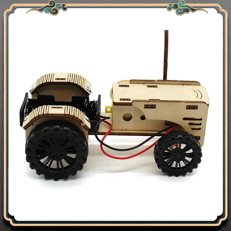 ASMA-DIY Wooden Tractor Car DIY Model Teaching Learning Stem Project Kit Wooden Tractor Car 1Set