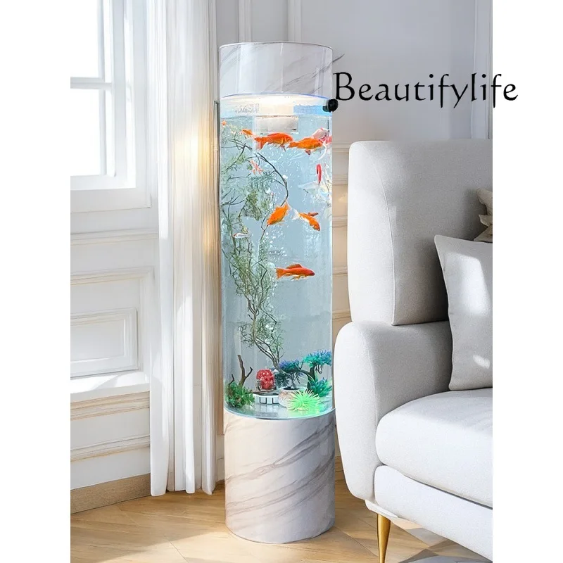 

Water-free living room fish tank acrylic cylindrical integrated fish tank aquarium household family floor fish tank