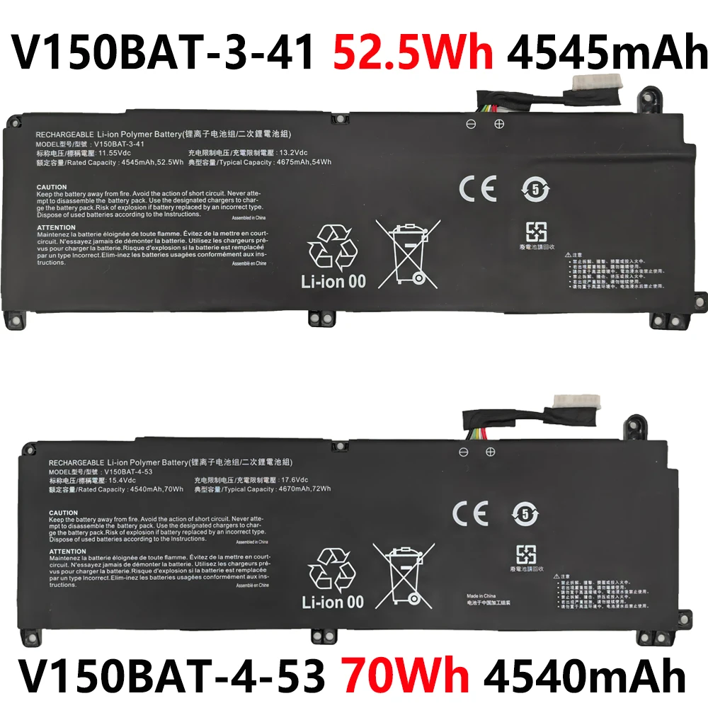 

V150BAT-4-53 V150BAT-3-41 52,5 Втч 70 Втч Высокопрочный аккумулятор для Hasee Z8 G8 Z7 Z8 Z8D6 для Machenike S15C PNJ совершенно новый