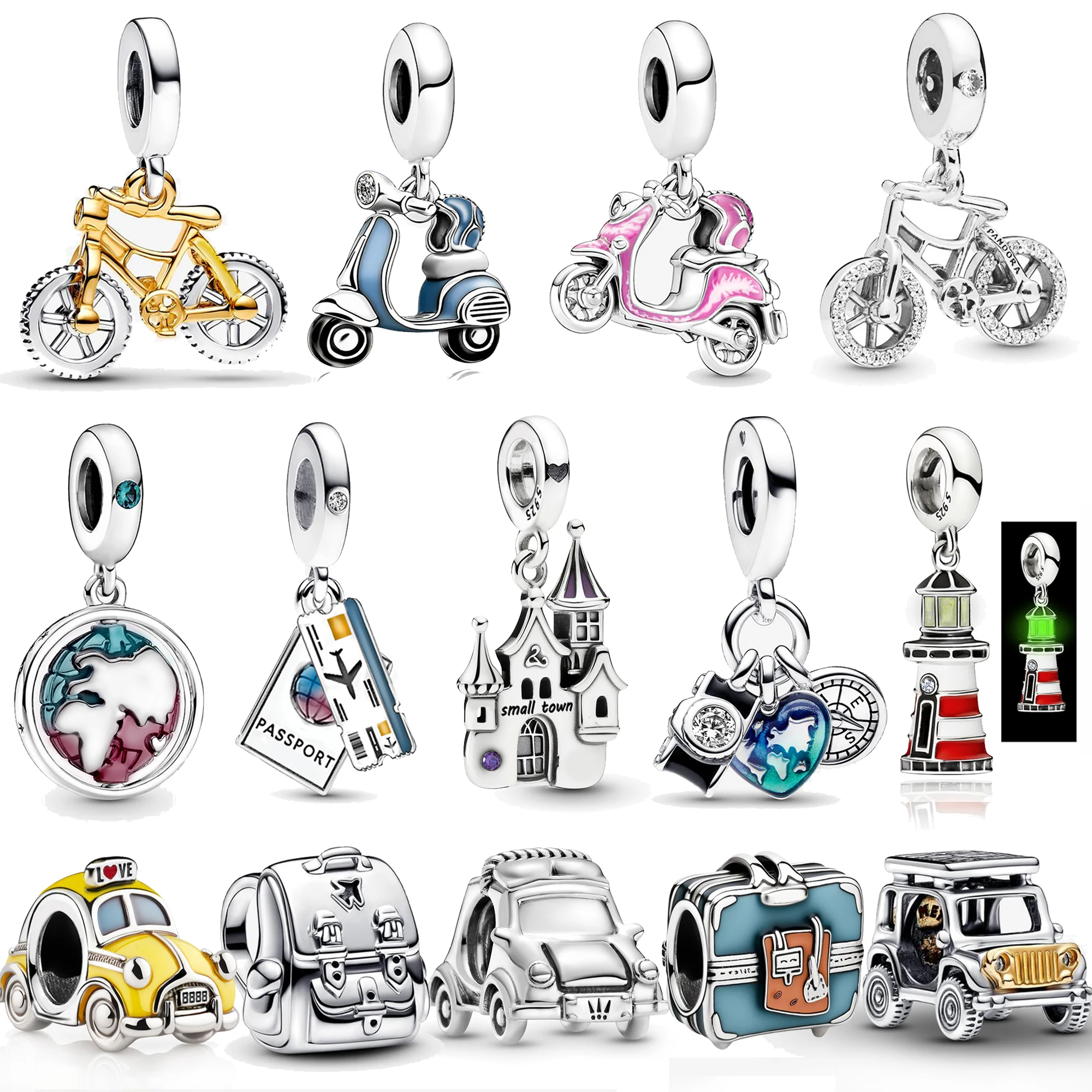 2024 new Charm of Bicycle Taxi 925 silver Pendant Beads Suitable for original bracelet charm 925 charms for jewelry