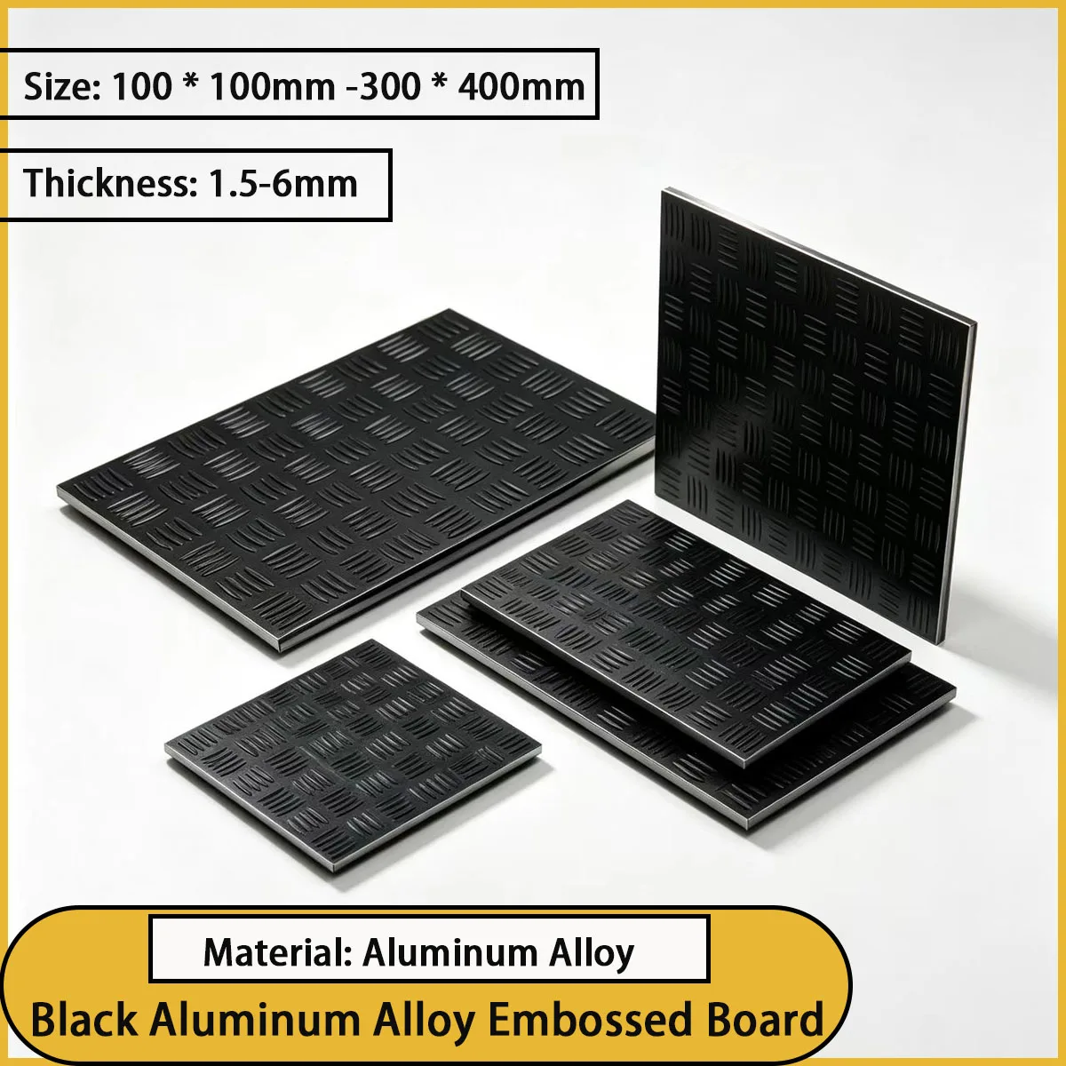 Black aluminum alloy embossed plate with a thickness of 1.5-6mm is used for workbench pedals, equipment cover plates, etc