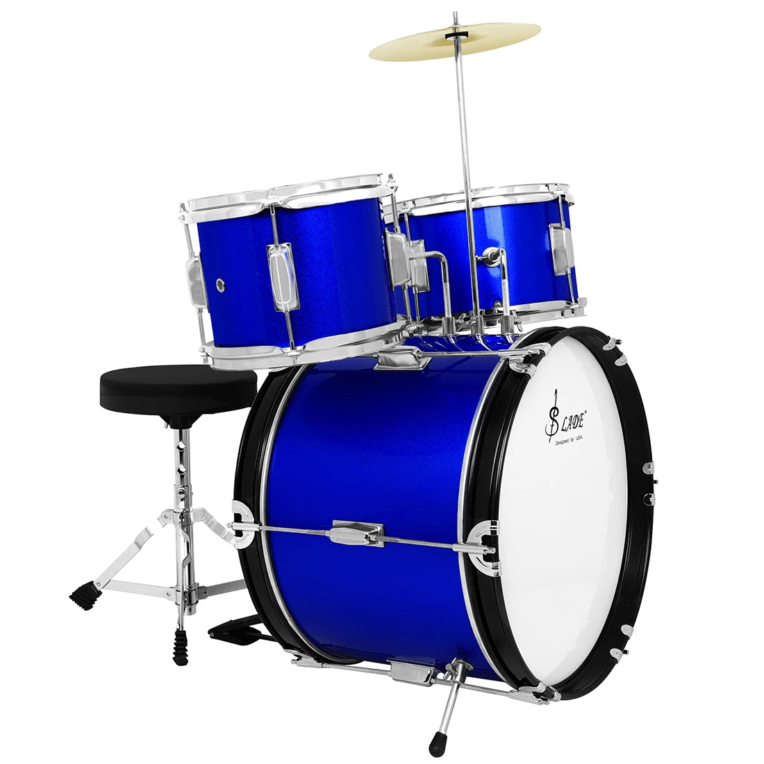 Jazz Drum Set for Kids, Enlightenment Musical Toy, Adequado para Crianças de Múltipla Idade, 3 Tambores, 1 Prato, Iniciante