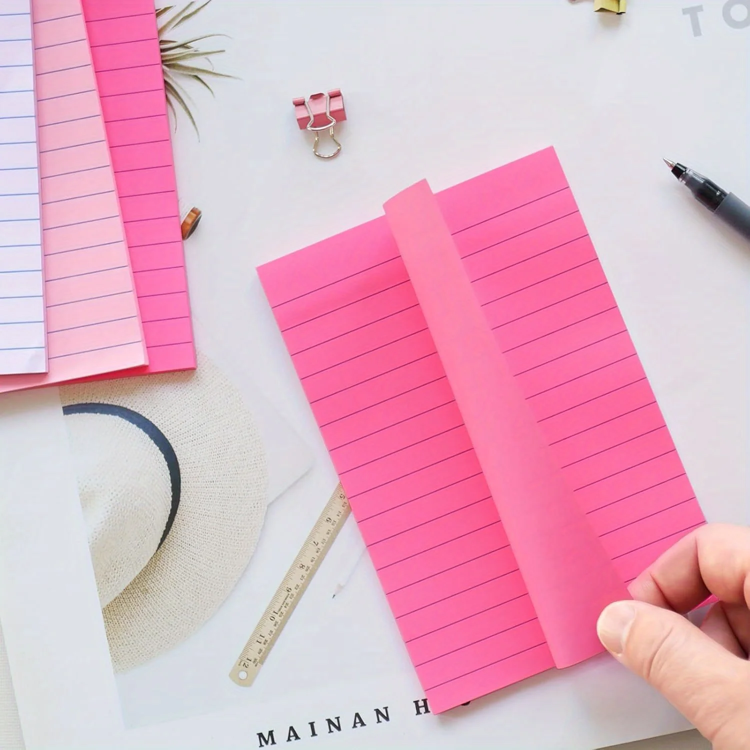 9 عبوات من الملاحظات اللاصقة مقاس A6 مع صفحات مبطنة - خيارات الألوان الوردية والأزرق والأخضر الباستيل، وقائمة المهام، وإدارة المهام، والقرطاسية المزخرفة