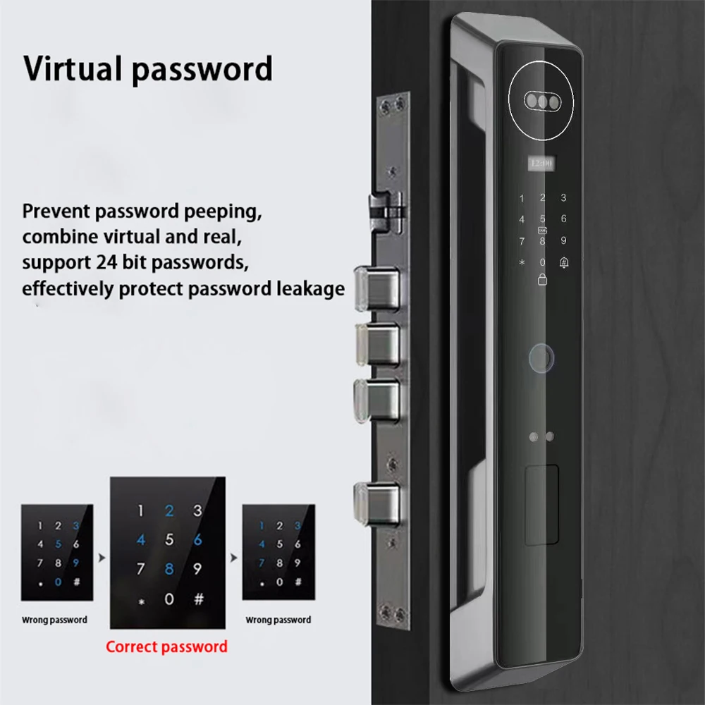 Fingerprint Smart Lock 3D Face Recognition Fully Automatic WIFI APP Biometric Card Key Digital Lock