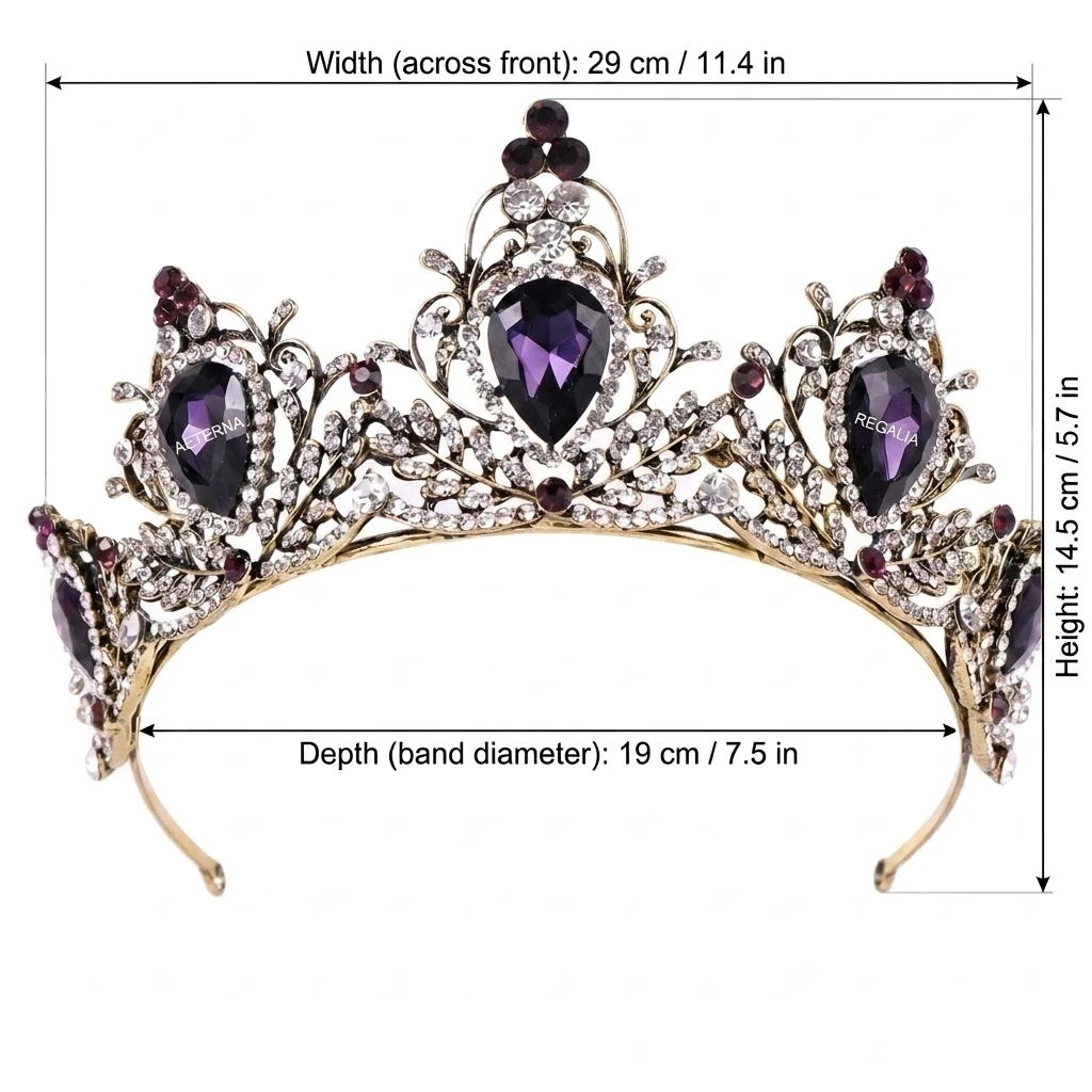 Crown Headpiece Lightweight Baroque Crown for Wedding Bridal Party Accessories Retro Alloy Crystal Tiara Jewelry Elegant view 2