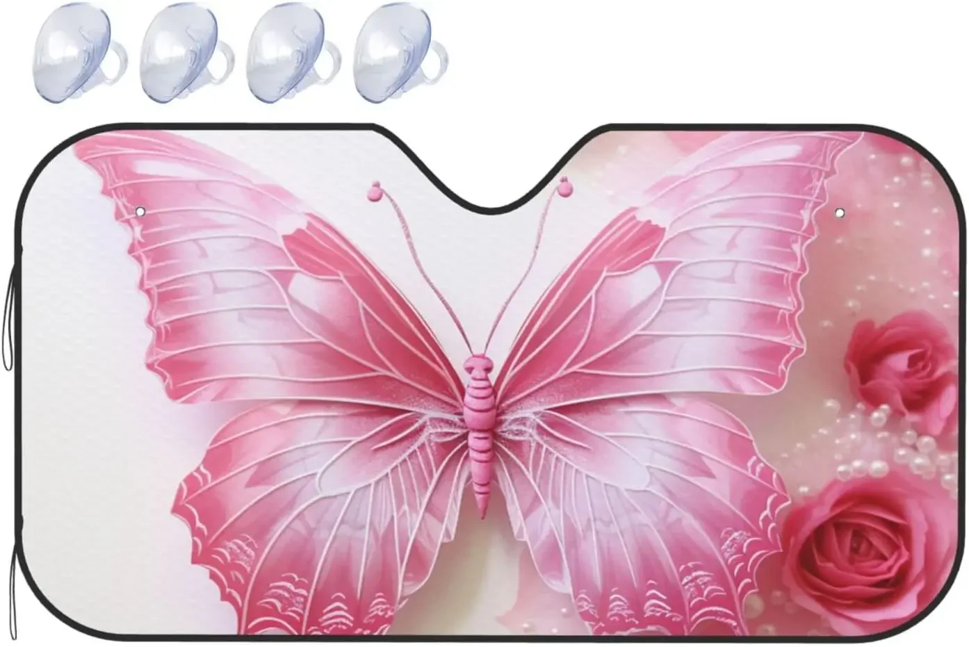 Sombrilla para parabrisas de coche, sombrilla plegable para ventana delantera de coche, protección Universal, sombrilla de mariposa ro