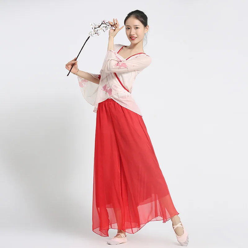 

2023 Women Classical Dance Costume Adult Oriental Bellydance Dress Chinese Hanfu Cheongsam Top And Skirt Suit Dancing Clothing