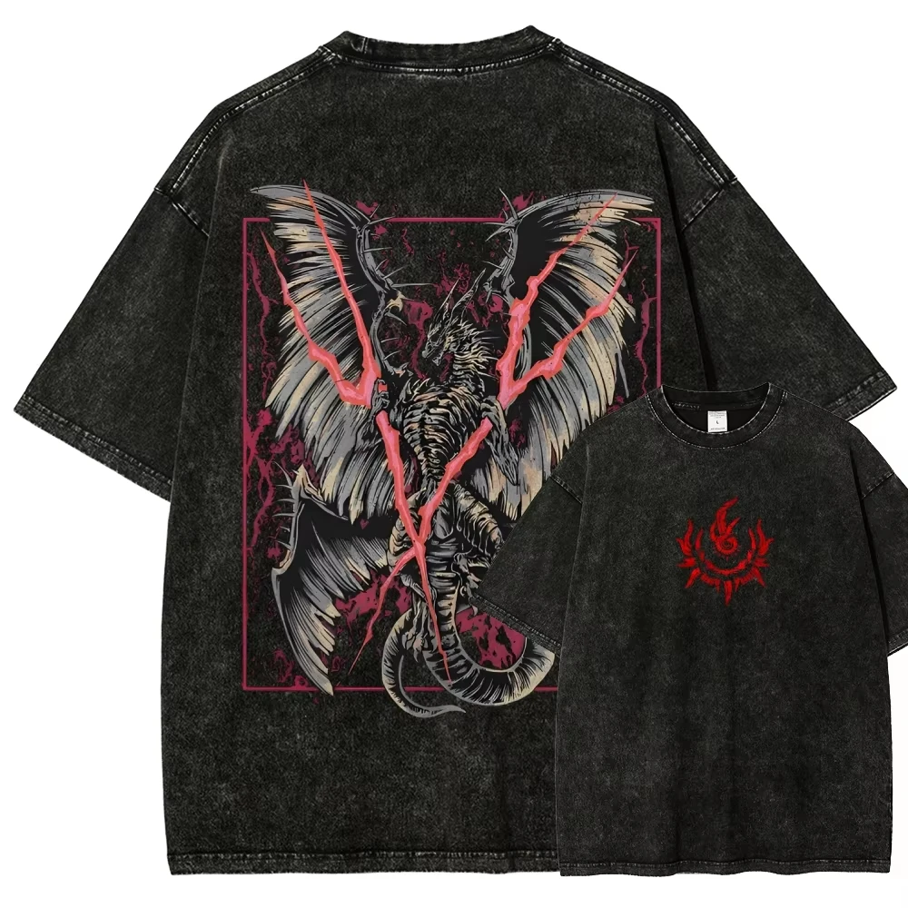 Vintage Sufferer Grafikdruck 100% Baumwolle Schweres Gewaschenes T-Shirt Unisex Goth Ästhetik Streetwear Kurzarm Freizeit-Oberteil – Detail 3