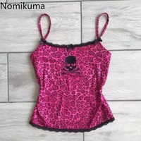 Tanks Women Leopard Skull Print Sexy Camis Y2k Tops 2025 Ropa Mujer Patchwork Lace Slim Fit Crop Top Casual Fashion Summer Vest