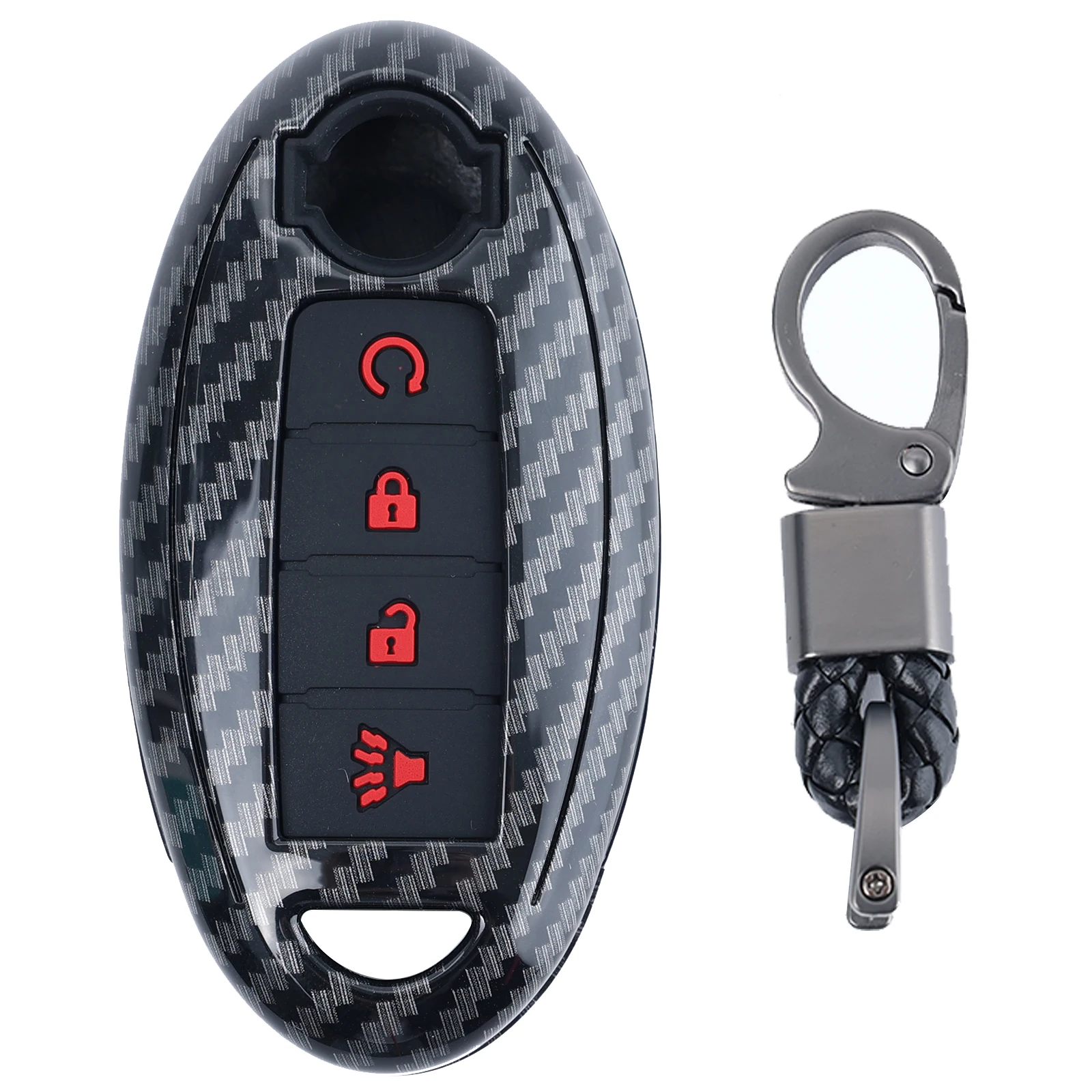 For Nissan Altima Maxima Murano Pathfinder Leaf Gtr Murano Rogue 2018 2017 2016 Carbon Fiber Remote Key Fob Case Cover 4 Button