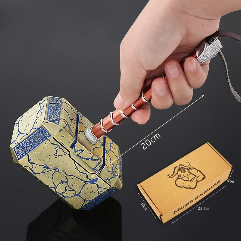 Martillo Medieval grande del amor y trueno de Thor, 20cm/7,87 pulgadas, modelo de arma de Metal, periférico de película y Tv, accesorios de Cosplay, regalos, juguete