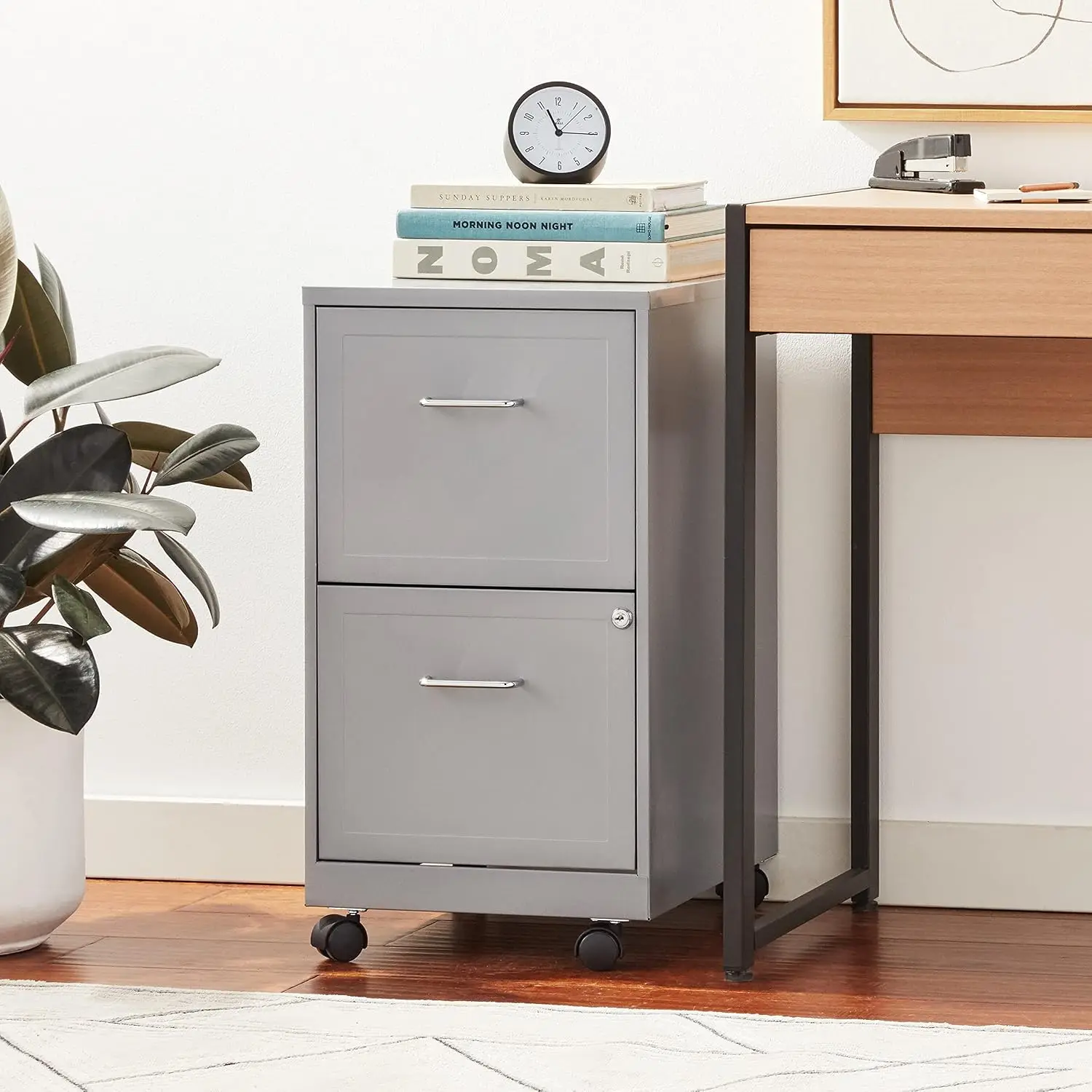 2-Drawer Mobile File Cabinet with Lock & Wheels for Home Office, Steel, Customized