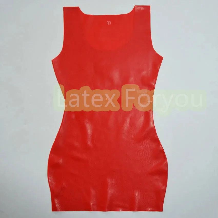 Mould Sexy Female Fetish Black / Red Pink 100% Latex Natural Basic Classic Dress Exotic Rubber Gummi S M L Sleeveless