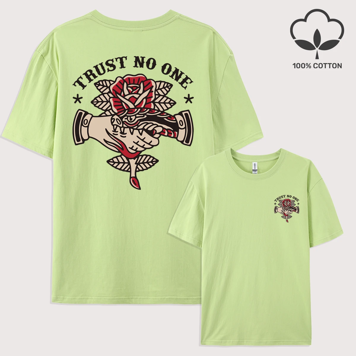 Trust No One Snake Element Design Men T Shirts Soft All-Match Man Sportswear Summer O-Neck T-Shirt Oversize Cotton Clothes