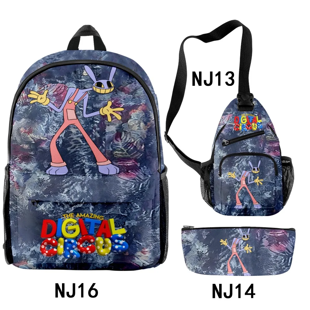 

Trendy Youthful Novelty The Amazing Digital Circus 3pcs/Set Backpack 3D Print Bookbag Laptop Backpacks Chest Bags Pencil Case