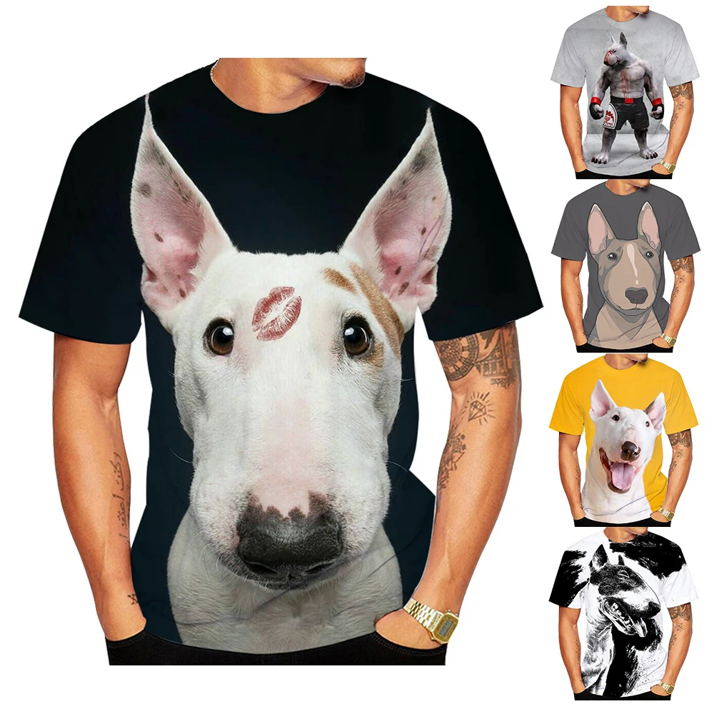 Nueva moda Bull Terrier 3D impreso hombres y mujeres camiseta Casual perro Bull Terrier camisetas de manga corta