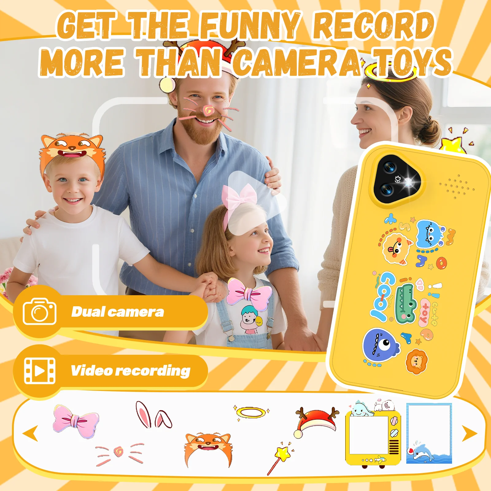 Giocattoli per smartphone per bambini, giocattoli per bambini che imparano con doppia fotocamera, telefoni narrativi per bambini, giocattoli educativi per la prima infanzia