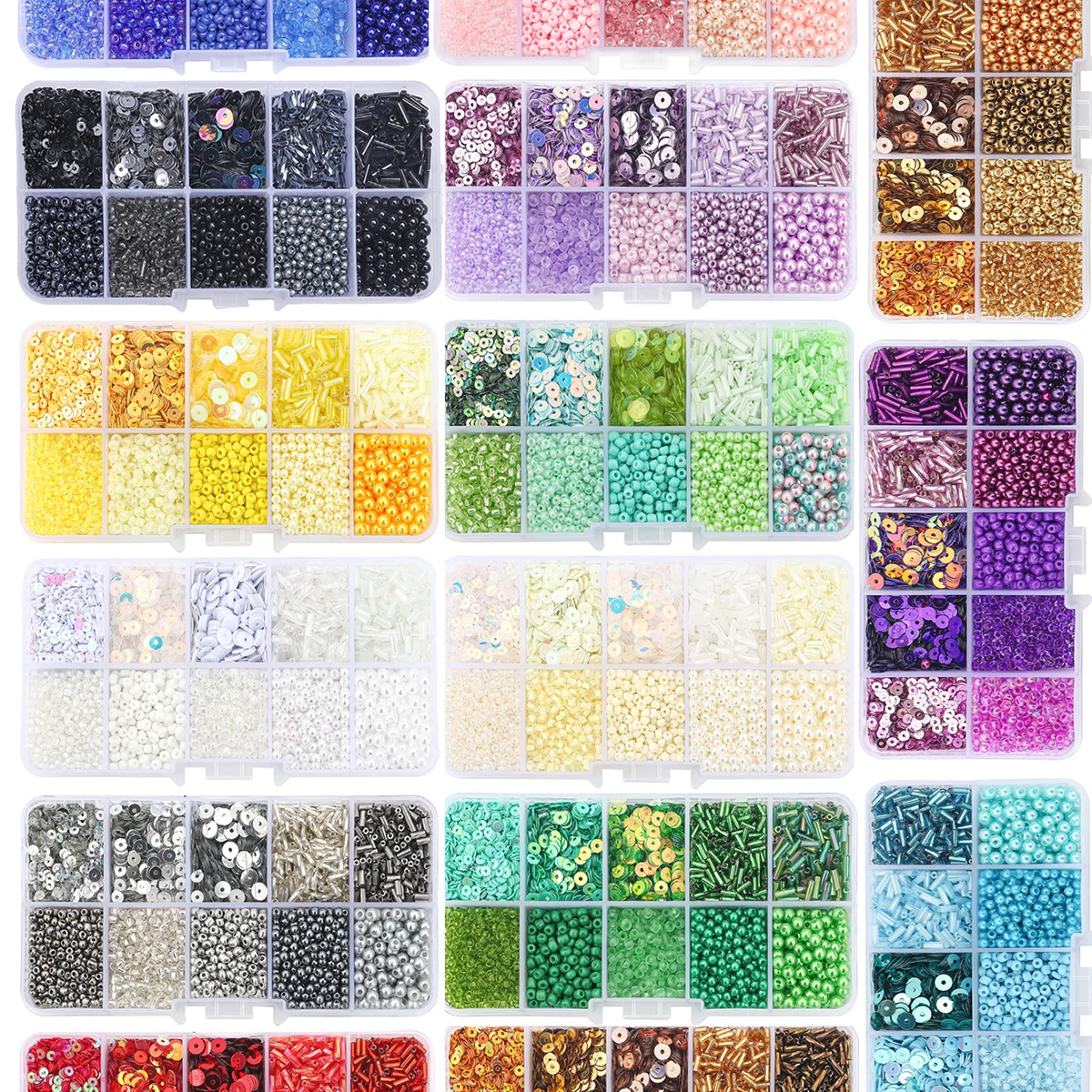 Embroidery Kit Set - 10 Grids Mixed Glass Seed Beads