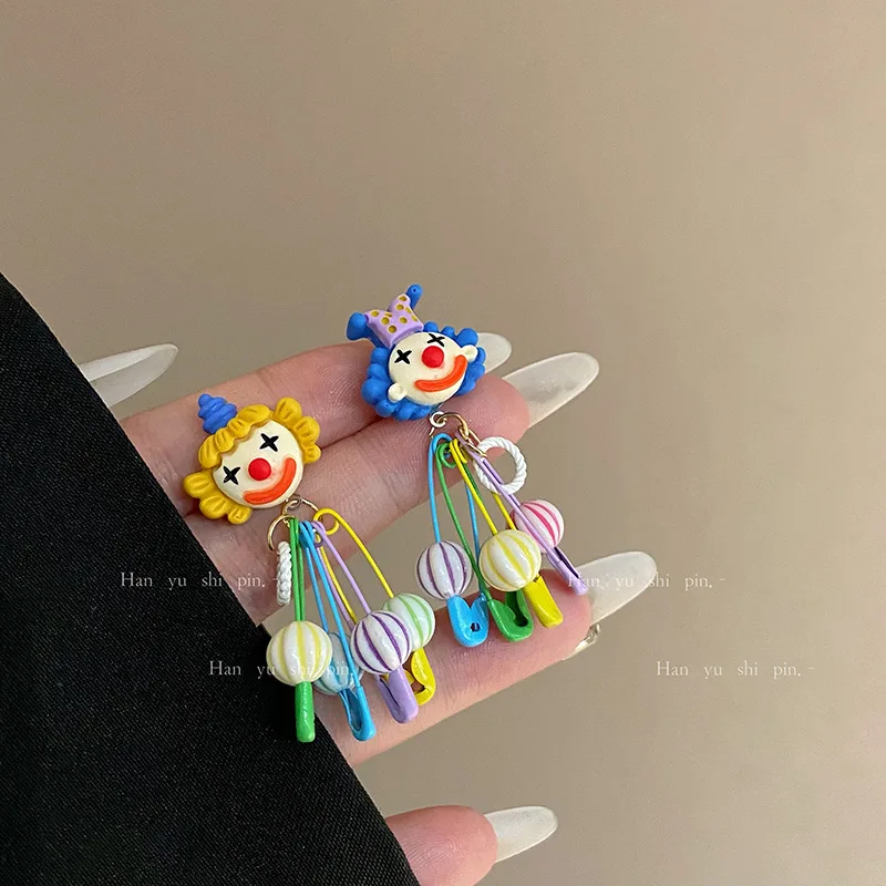 Cartoon-style Colorful Circus Clown Pop Earrings Fashion Personality Funny Cute Advance Guard Personal Hobby Jewelry