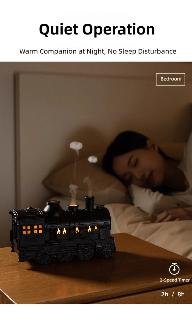 TINSOL Kleiner Zug-Aroma-Luftbefeuchter mit Doppeldüsen-Sprühfunktion und Fernbedienung, Ätherisches-Öl-Diffusor für das Schlafzimmer – Detail 14