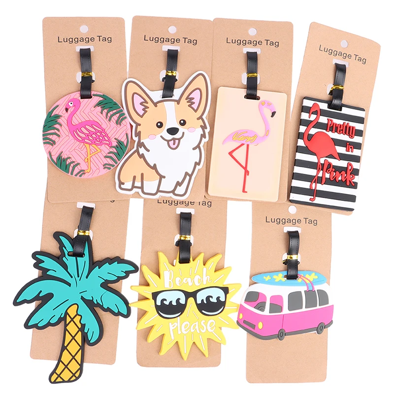 1PCS Creative Cartoon Luggage Tag Suitcase Fashion Style Silicon Luggage Name ID Address Label Portable Travel Accessories Label