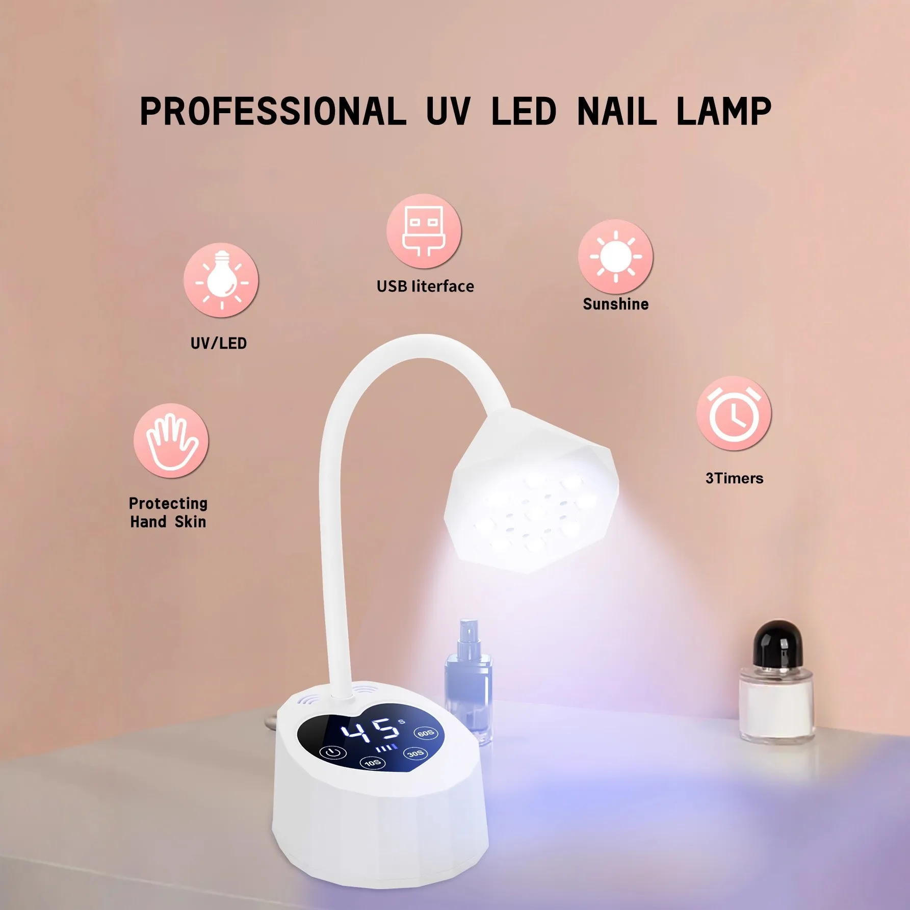 مصباح أظافر احترافي ملفوف 360 درجة مع مستشعر ذكي وشاشة LCD قابلة لإعادة الشحن، مصباح اختبار طلاء الأظافر، عيد الميلاد g