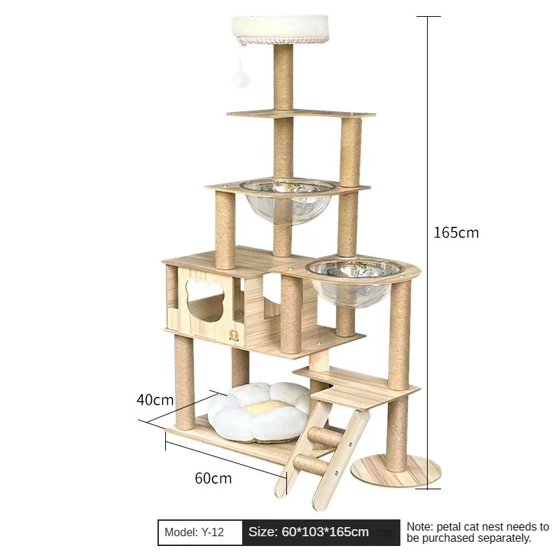 Imagem -06 - Estrutura Multi-layer Cat Climbing Frame Madeira Maciça Casa na Árvore Coluna Brinquedo Jogo Multi-layer