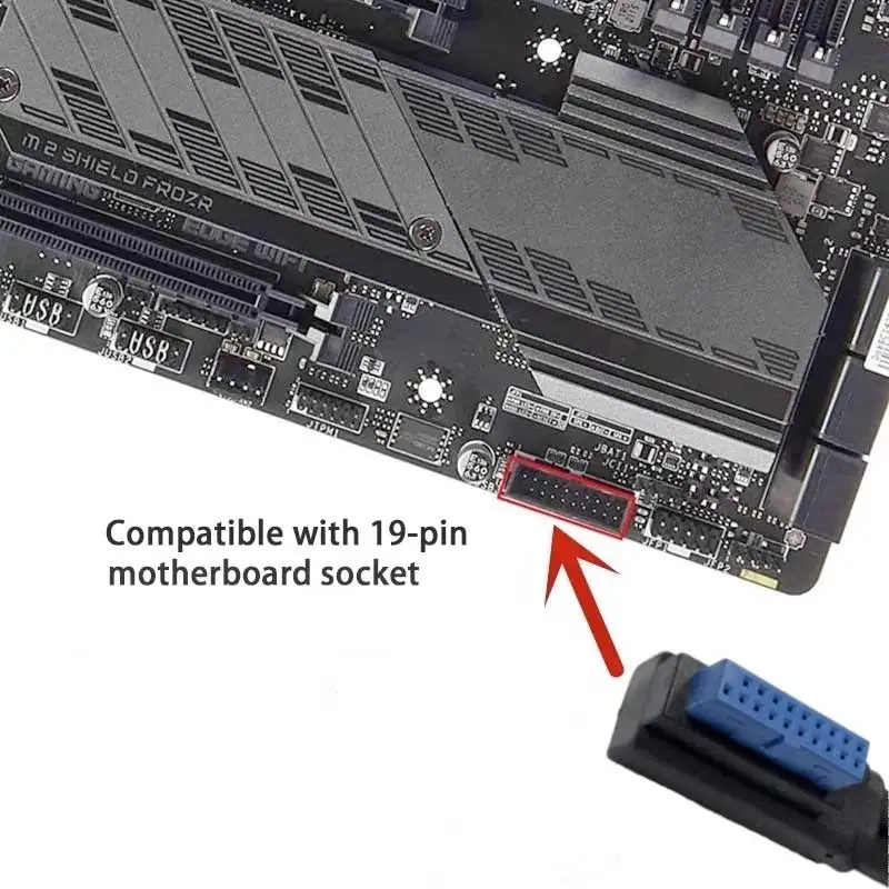 USB 3.0 19Pin Motherboard Extension Cable 90 Degree Bend USB 3.0 20Pin Male and Female Front Bend Motherboard Extension Cable