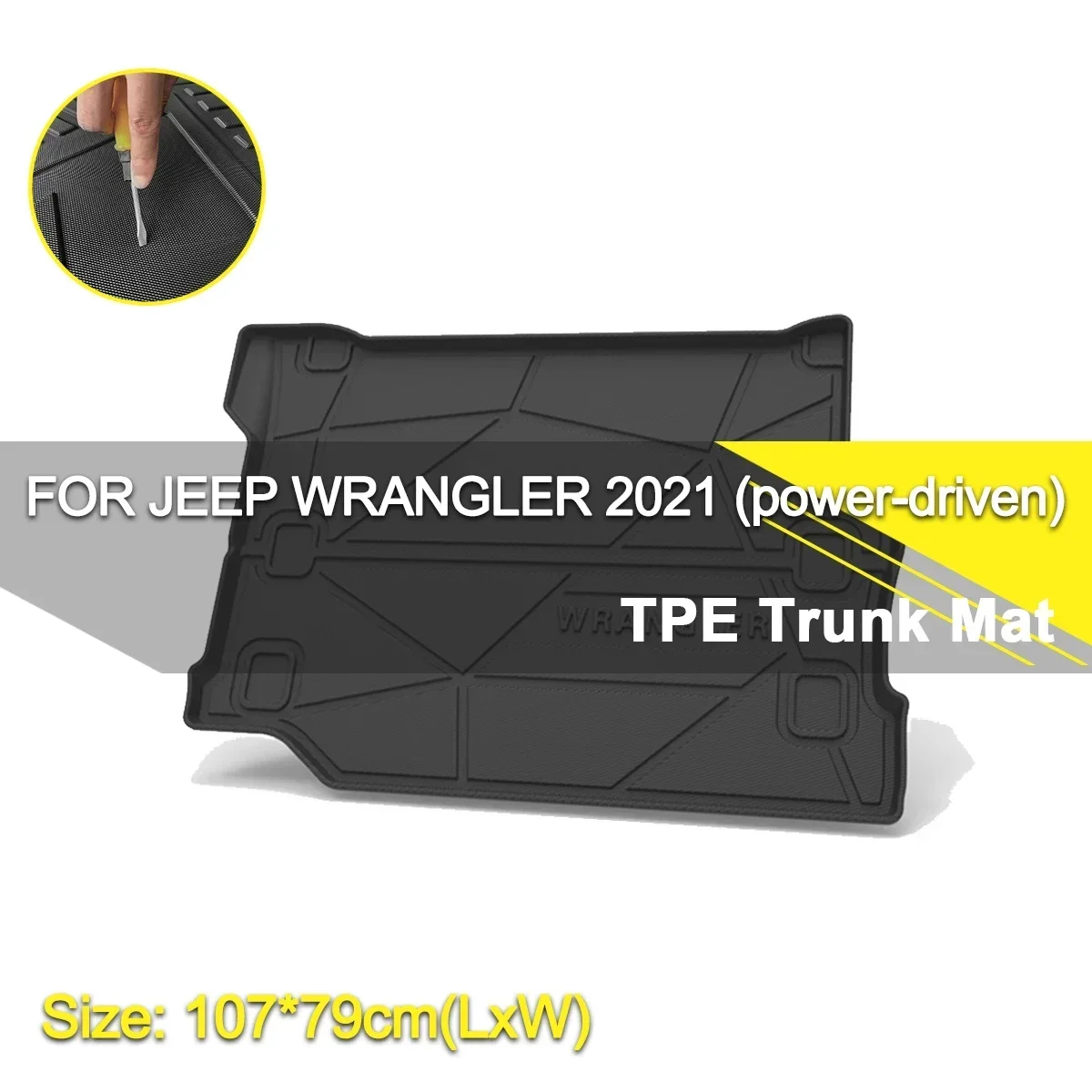 

Car Rear Trunk Cover Mat Waterproof Non-Slip Rubber TPE Cargo Liner Accessories For Jeep Wrangler 2021(Power-Driven)