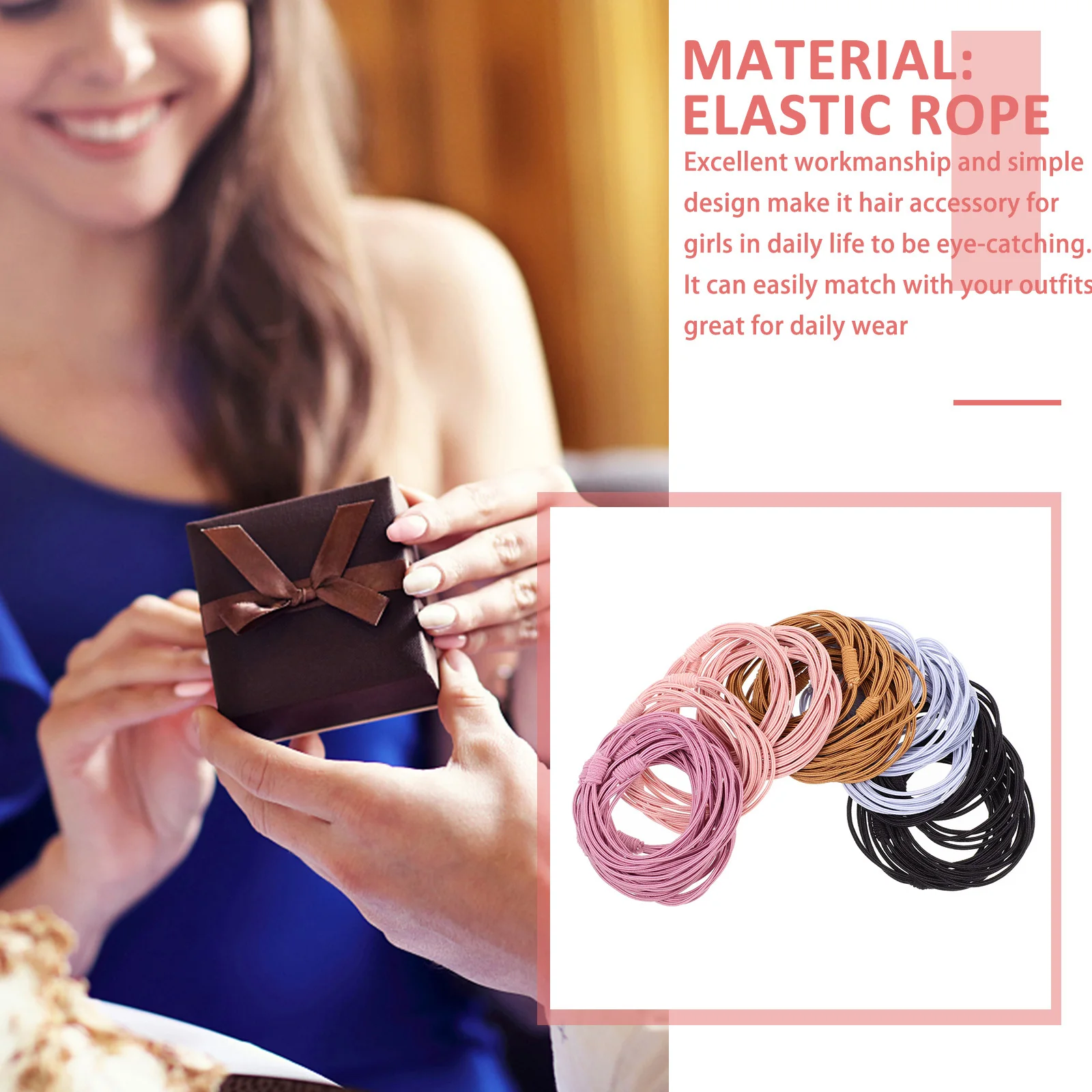 

40Pcs Hair Bands Elastic Hair Ties Bracelets for Women Stretchy Ponytail Holders Daily Use Fashion Accessories