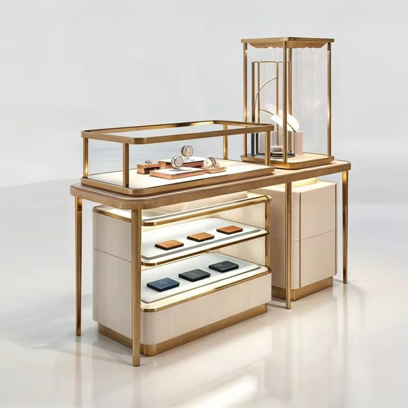 ジュエリーパビリオンのガラス製ディスプレイケース、便利で実用的、そして耐久性があります。