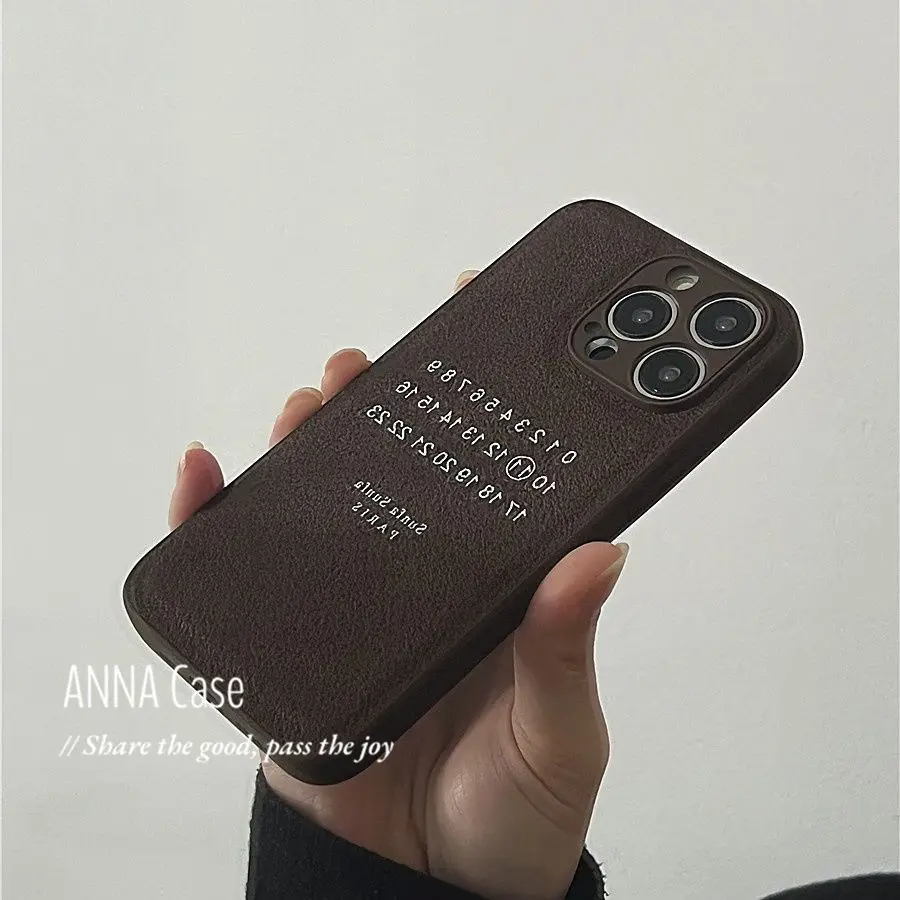 digit luxury leather Phone Case For iPhone 15 Pro Max 14 11 13 XR 8 7 Plus X XS Shockproof Silicone Cover