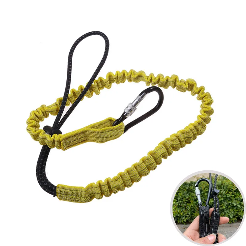 Safety Bungee Tether Tool Lanyard With Carabiner Hook Climbing Working Anti-Falling Safety Rope Aerial Work Climbing Accessories
