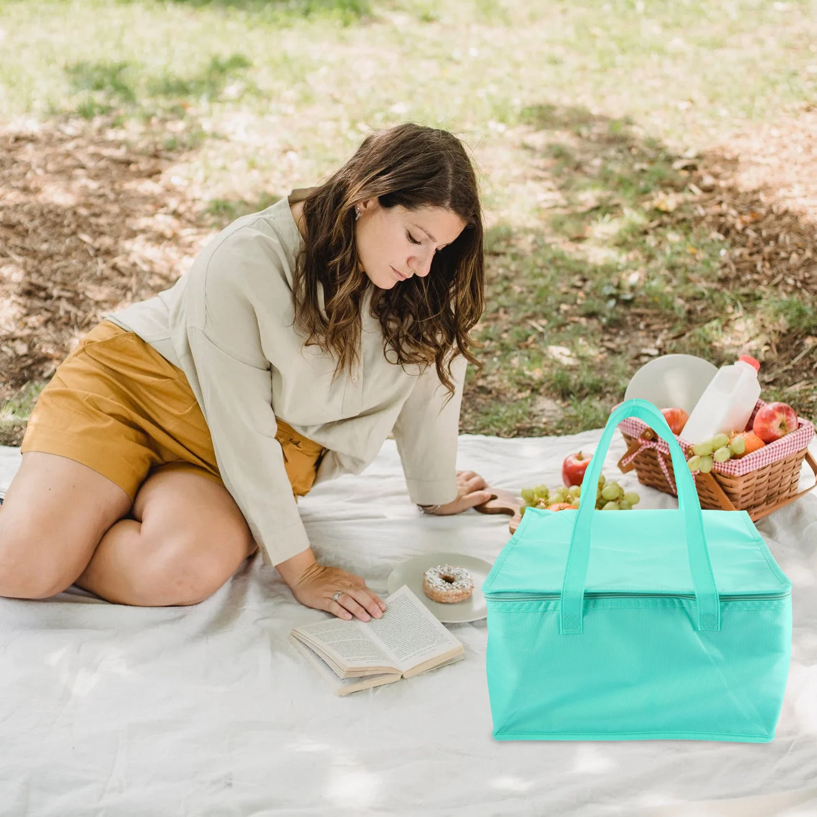 

Insulated Food Delivery Bag Cooler Bento Seafood Preservation Tote Blue Picnic Lunch Box Portable Storage Container
