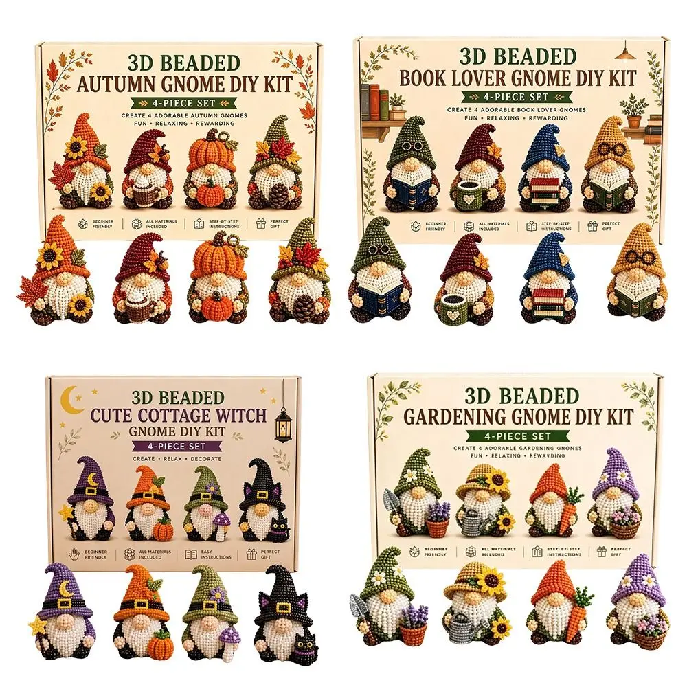 Gifts Plastic 3D Beaded Gnome DIY Kit Beaded Handmade Gnome DIY Kit DIY Decorative Gnome Ornaments Home Decor