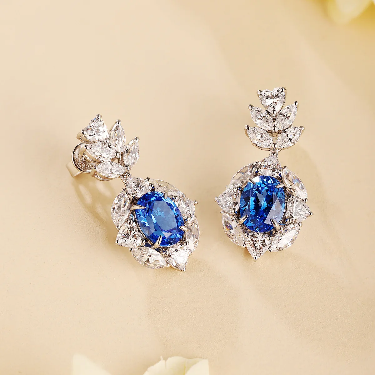

7*9mm Oval Lab-Grown Cobalt Spinel Earrings, 925 Silver Cultured Gemstone Studs, Unique Blue Jewelry Gift