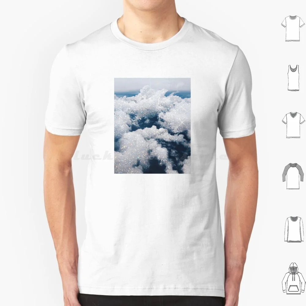 Camiseta con póster de cielo, camiseta fresca de algodón 6xl, brillo brillante, estética, Boujee Glam Glamour, glamurosos nubes de cielo